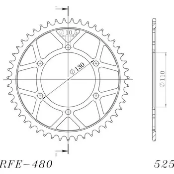 Řetězová sada pro motocykl SUPERSPROX Řetězová rozeta SUPERSPROX RFE-480:45-BLK černý 45 zubů, 525