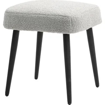 Taburet Podnožka HOMCOM Čtvercová podnožka s kašmírovým vzhledem, podnožka s ocelovými nohami, ideální do obývacího pokoje a ložnice, světle šedá | Aosom.de