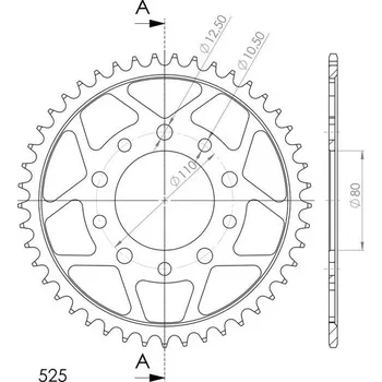 Řetězová sada pro motocykl SUPERSPROX Řetězová rozeta SUPERSPROX RFE-1332:46-BLK černý 46 zubů, 525