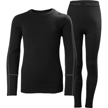 Set dětského termoprádla Juniorské termoprádlo Helly Hansen JR LIFA® Merino Midweight set - black velikost 164