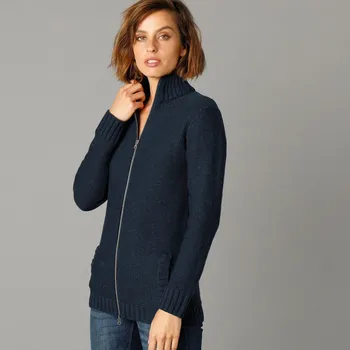 Dámský svetr Svetr s 30 % vlny, na zip nám. modrá 46/48