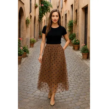 Dámská sukně Sukně tylová s motýlky - hnědá