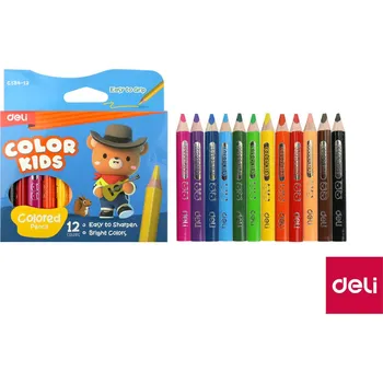 Pastelky DELI trojhranné Jumbo mini Color Kids - 12 barev
