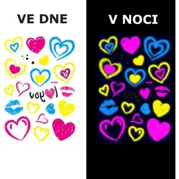 Odstranitelné tetování Sybby Dočasné tetování neonové Láska formát A5