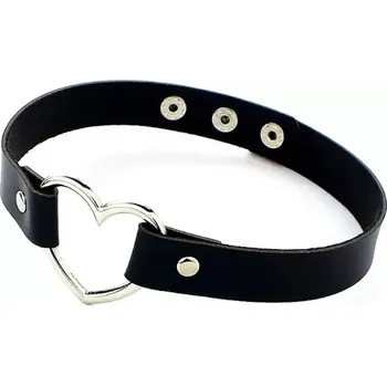 Souprava šperků Fashion Jewelry Náhrdelník Punk kožený černý srdce