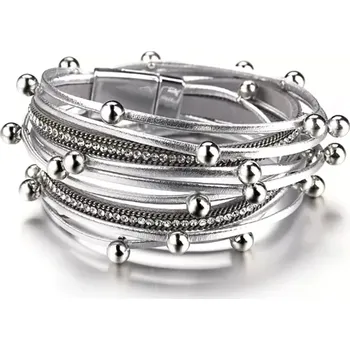 Náramek Fashion Jewelry Dámský náramek vícevrstvý Kuličky stříbrný