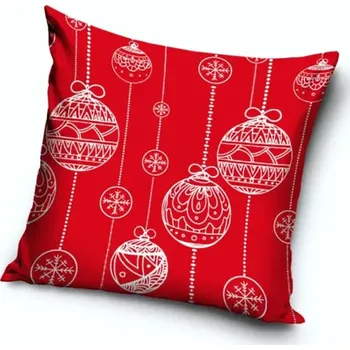Dekorativní polštářek TipTrade Dekorační polštářek vánoční Baňky červený 40 x 40 cm