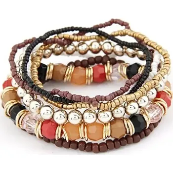 Náramek Fashion Jewelry Sada náramků 7 ks hnědý mix