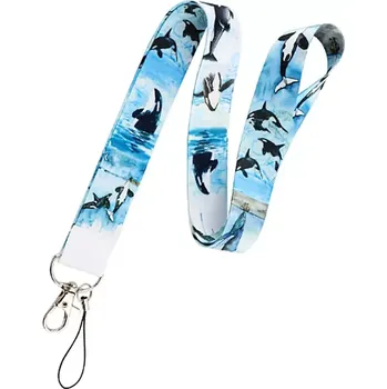 Šňůrka na krk s karabinkou kosatky