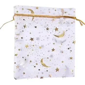 Dárková taška Unique Dárkový sáček organza měsíc a hvězdy 7x9cm