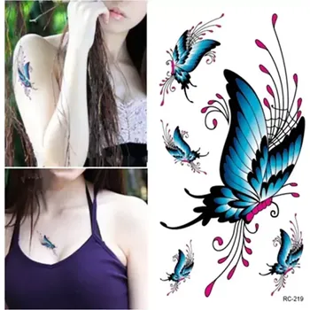 Odstranitelné tetování Tetování dětské motýli blue 6 x 10,5 cm barevné