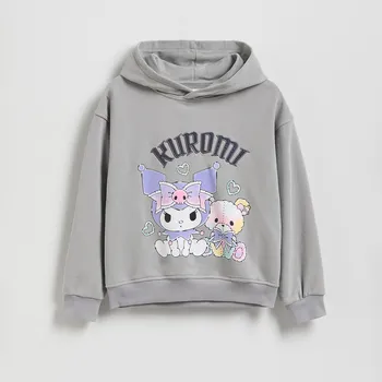 Dívčí mikina Reserved - Mikina s kapucí Kuromi - tmavě šedá - 267FA-90X - 267FA-90X-116