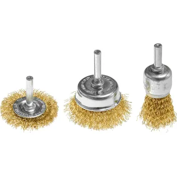 Graphite Drátěné kartáče, krimpovaný drát, mosazný, 25, 37, 50 mm, 3 ks, dřík 6 mm