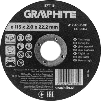 Řezný kotouč Graphite Řezný kotouč, oxid hlinitý na beton 115 x 2,0 x 22,2 mm, 41 C46-R-BF