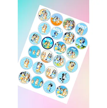 Jedlá dekorace na dort Jedlý tisk na fondánový list A4 motiv "Bluey" kolečka