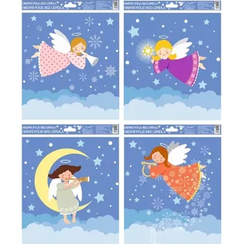 Okenní dekorace Anděl Okenní dekorační fólie Veselí andílci 26,5 x 24 cm