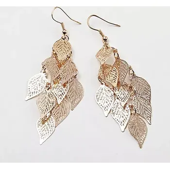 Náušnice Fashion Jewelry Dámské visací náušnice Lístečky zlatá EA735-92
