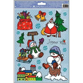 Okenní dekorace Anděl Okenní fólie s glitry Merry Christmas 30 x 20cm AN-215-B