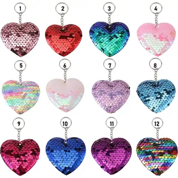 Fally Co. Třpytivý přívěsek na klíče Srdce s flitry výběr z 12 barev