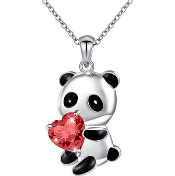 Náhrdelník Lilley Jewelry Náhrdelník panda s červeným srdcem JN283