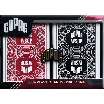 Poker Karty na poker 100% plast, WSOP, index Jumbo, červeno-černý duo pack