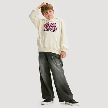 Chlapecká mikina Reserved - Bavlněná mikina s kapucí - krémová - 923FJ-01X - 923FJ-01X-164