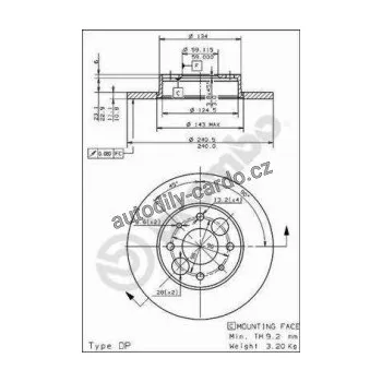 Brzdový kotouč Brzdový kotouč BREMBO 08.4917.20 - ALFA ROMEO