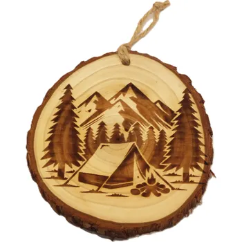 Dary dřeva Přírodní dekorace s gravírováním- kempování Velikost: 7-8cm