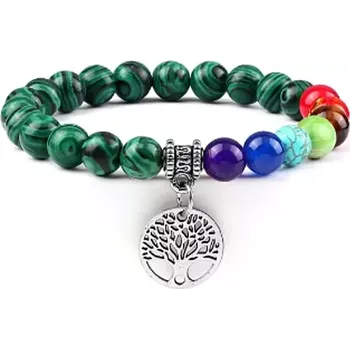 Náramek MiTe Náramek 7 čaker a strom života Malachit