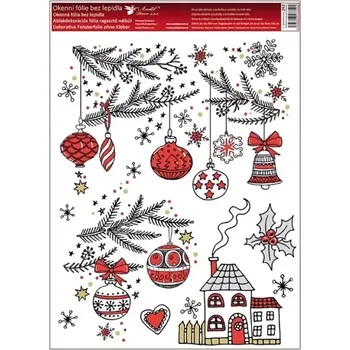 Okenní dekorace Anděl Okenní fólie moderní Vánoce Domeček 30 x 42 cm