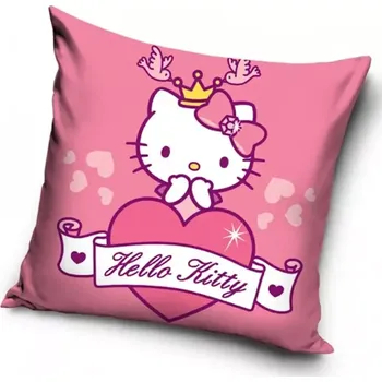 Dekorativní polštářek Carbotex Polštářek Hello Kitty s korunkou 40 x 40 cm