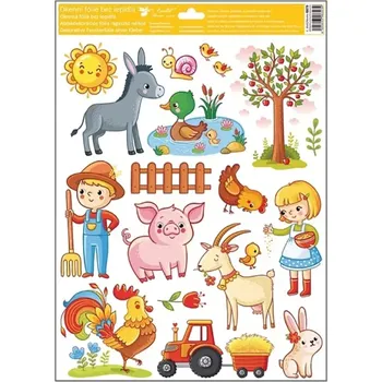 Okenní dekorace Velká okenní fólie zvířátka 30 x 42 cm oslík