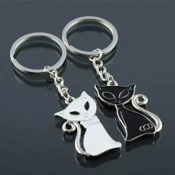 QINOOO Přívěsek na klíče Kočička černá