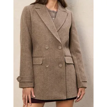 Dámský kabát Sinsay - Dvouřadý kabát v klasickém provedení - béžová - 577FH-80M - 577FH-80M-S