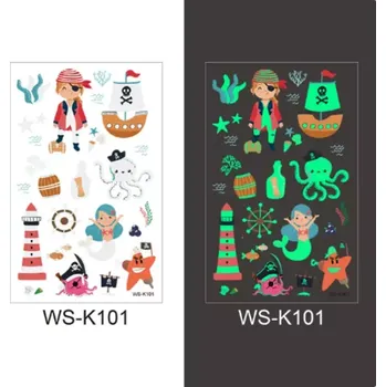 Odstranitelné tetování Glow Tattoo tetovací obtisky svítící ve tmě Pirátská párty