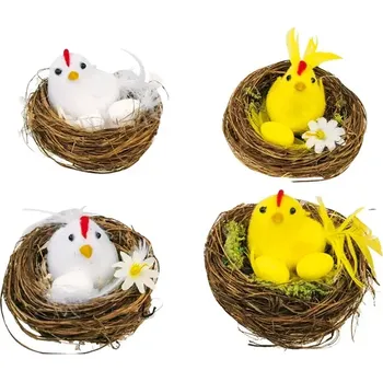 Velikonoční dekorace Anděl Velikonoční dekorace kuřátko v hnízdě 7 cm