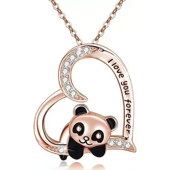 Náhrdelník Lilley Jewelry Náhrdelník panda v srdci I love you forever