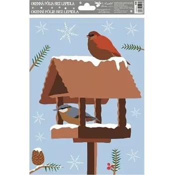 Okenní dekorace Anděl Okenní fólie ptáci zimní - krmítko 27 x 20 cm