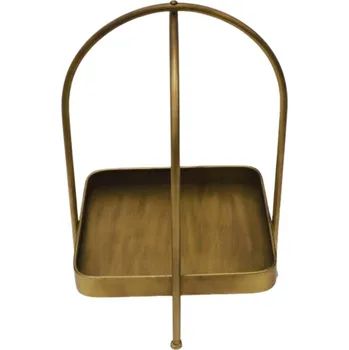 Talíř Dvoupatrový čtvercový stojan, zlatý, 40 cm