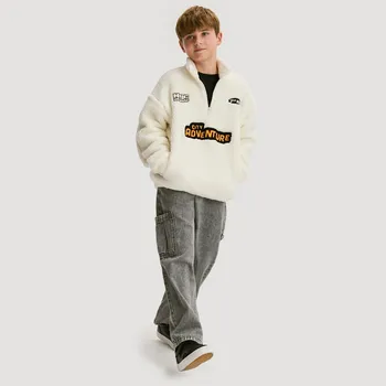 Dětská móda Reserved - Flísová mikina se stojáčkem - krémová - 974FJ-01X - 974FJ-01X-158