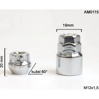 Matice na kolo BLOCKY Bezpečnostní matice M-BLOCKY M12x1,50 otevřená; kužel, klíč 19/21