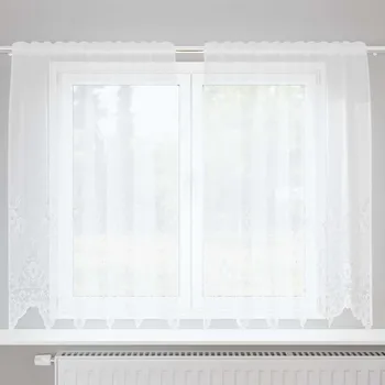 Markýza Čipkový Závěs se záclonami Bílá 140 x 150 cm Polyester
