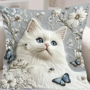 Polštář Polštář s náplní KOČKA bílá s motýlkem