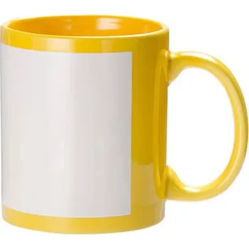 Hrnek 330 ml A+ s rámečkem - žlutý sublimace termotransfer