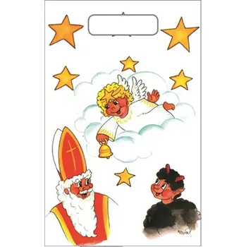 Vánoční dekorace Taška igelitová Mikuláš Andílek na obláčku 32 x 20 x 8 cm