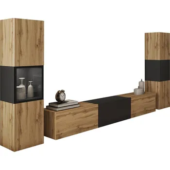 Obývací stěna MID.YOU OBÝVACÍ STĚNA, černá, dub wotan - 002778007107