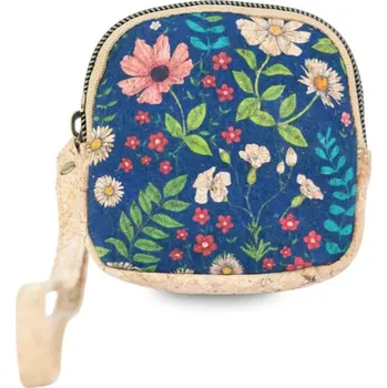 Kabelka Korková mini kapsička na peníze - Luční kvítí