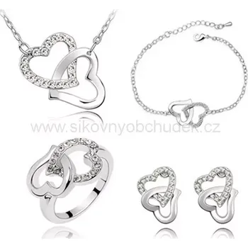 Souprava šperků Swarovski El. Souprava srdcí double hearts čiré krystalky&nbsp;SWS148