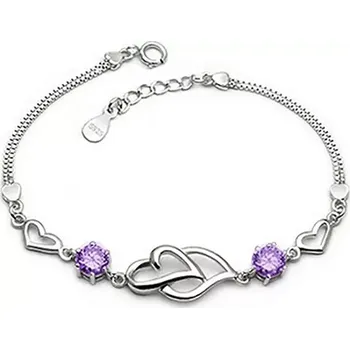 Náramek Bracelya Dámský romantický náramek Violet Hearts BJ267-92
