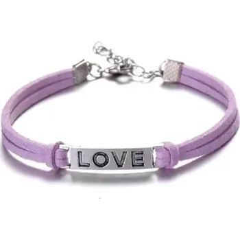 Náramek Náramek pro zamilované LOVE fialový